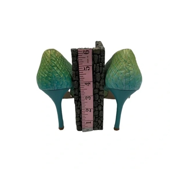 Chinese Laundry Vina Blue Lime Pointed Toe Snake Print Pumps Size 7 1/2 Women’s - Picture 8 of 9